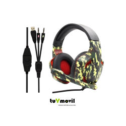 Auriculares Gaming EPG502 LED Militar Verde USB Sonido Estéreo