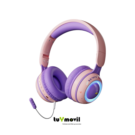 Auriculares inalámbricos para niños Xmenha con micrófono y luces LED