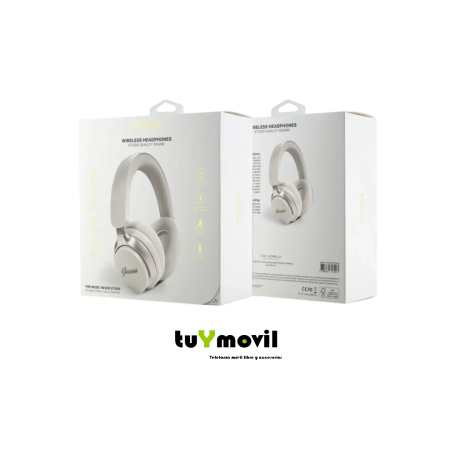 Guess ANC ENC Metal Logo Auriculares Bluetooth Beige