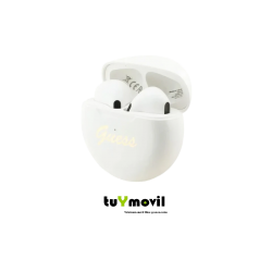 Guess TWS Rounded Brand Logo Auriculares Bluetooth Blanco
