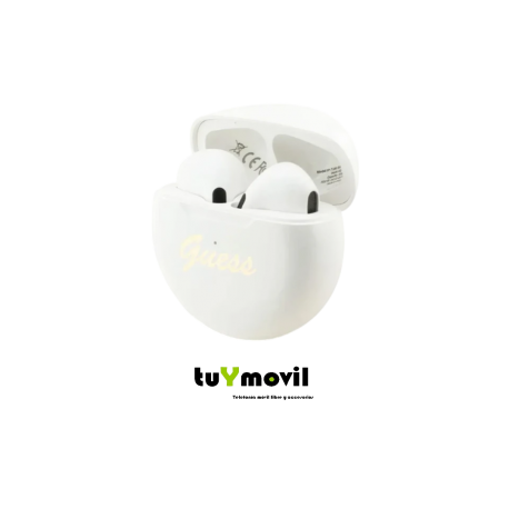 Guess TWS Rounded Brand Logo Auriculares Bluetooth Blanco